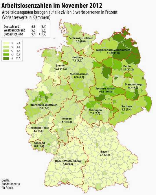 Arbeitslosigkeit 2012