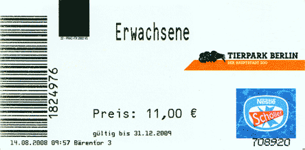 Eintrittskarte Tierpark