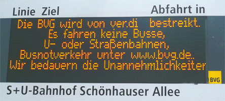 Streik der Berliner Verkehsbetriebe