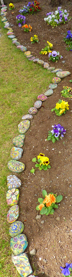 Steine - Blumenrabatte in Reykjavik