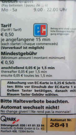 Parkgebühr - Berlin, Krausenstrasse